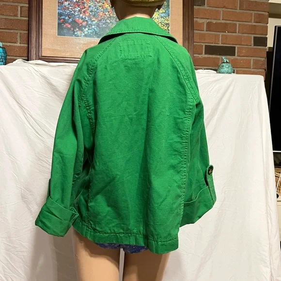 S Kelly Green Old Navy Large Button Canvas Pea Coat Jacket - Picture 2 of 13